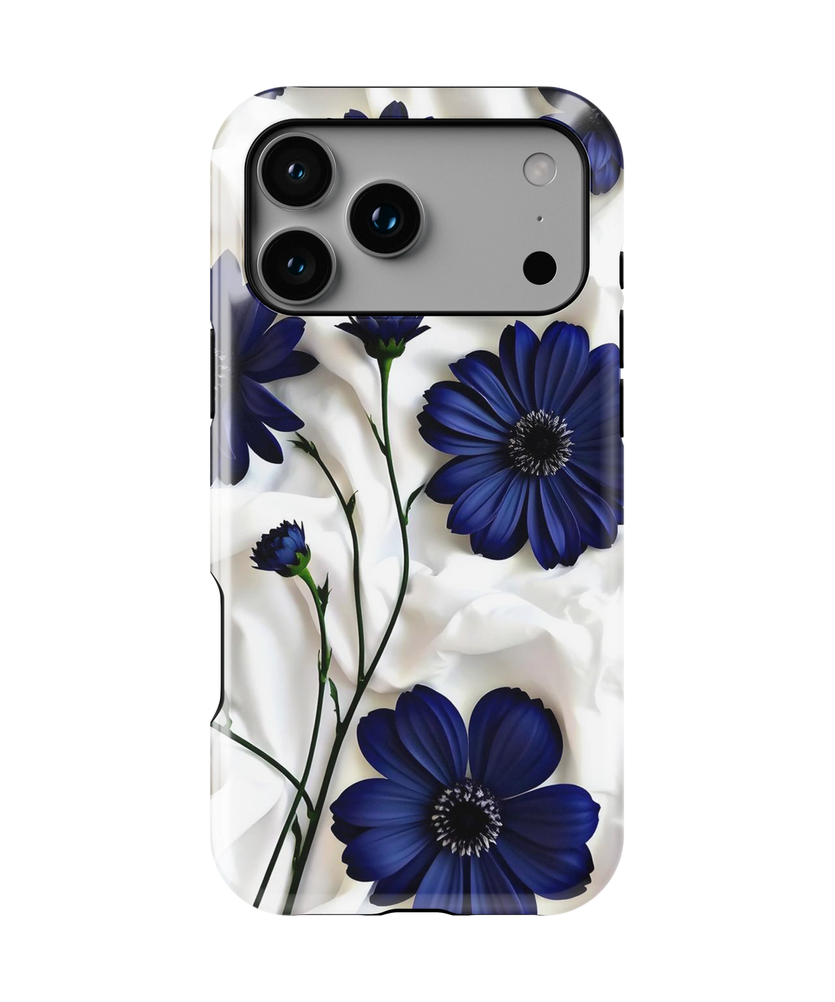 Coque iPhone – Design Fleurs Bleu Nuit