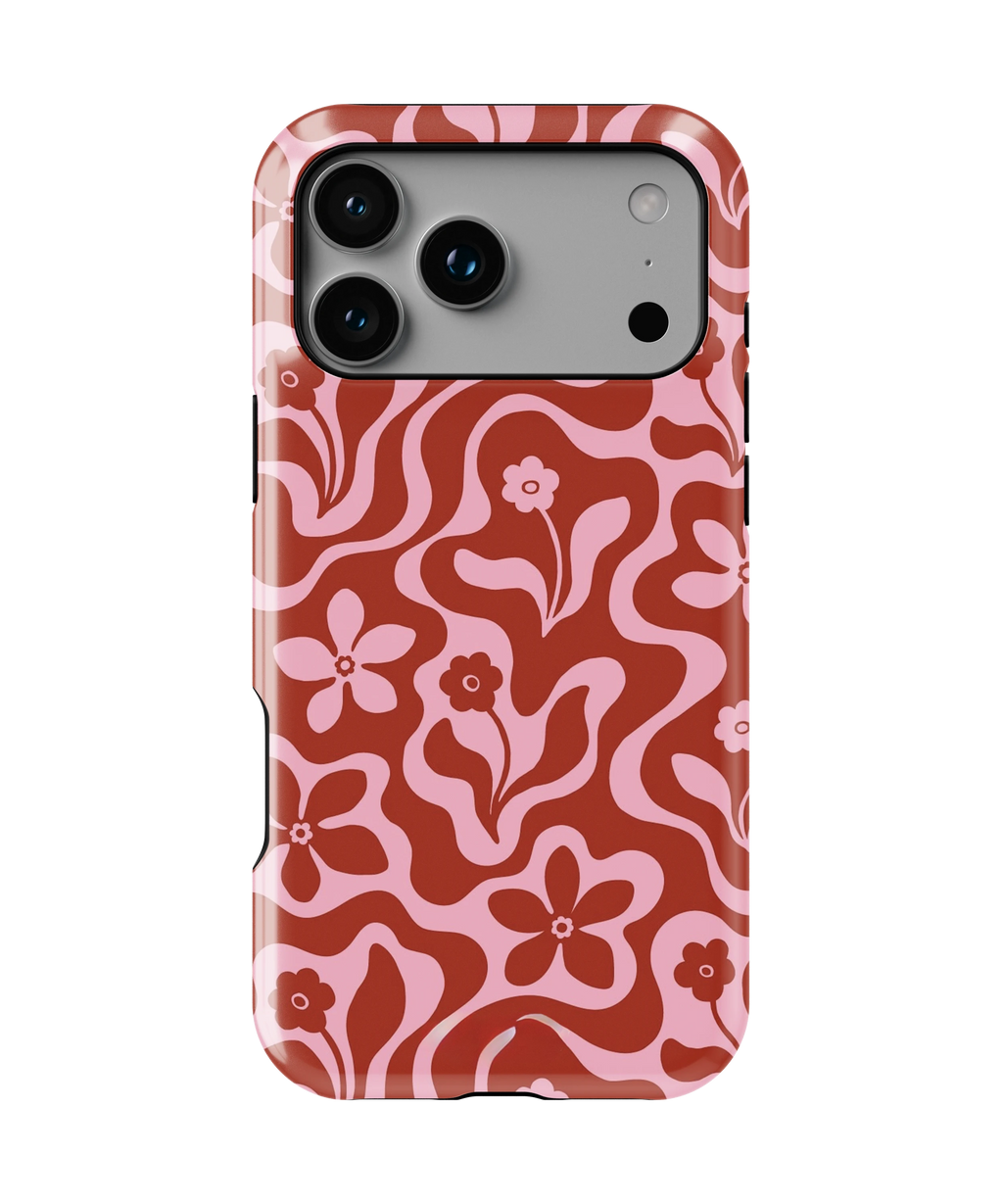 Coque iPhone Fleurie Vintage Rouge & Rose