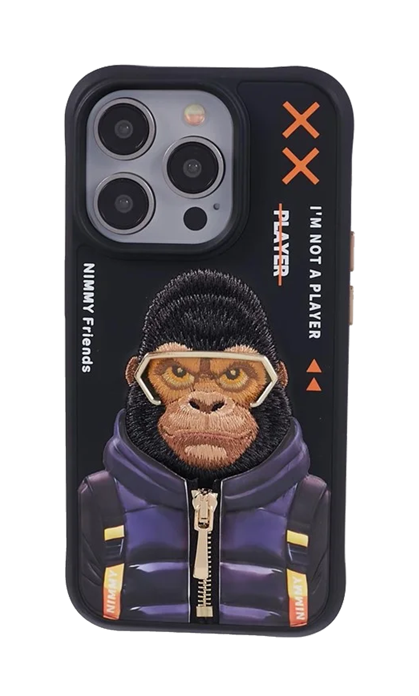 Coque iPhone Nimmy – Singe Urban Style Noir & Violet