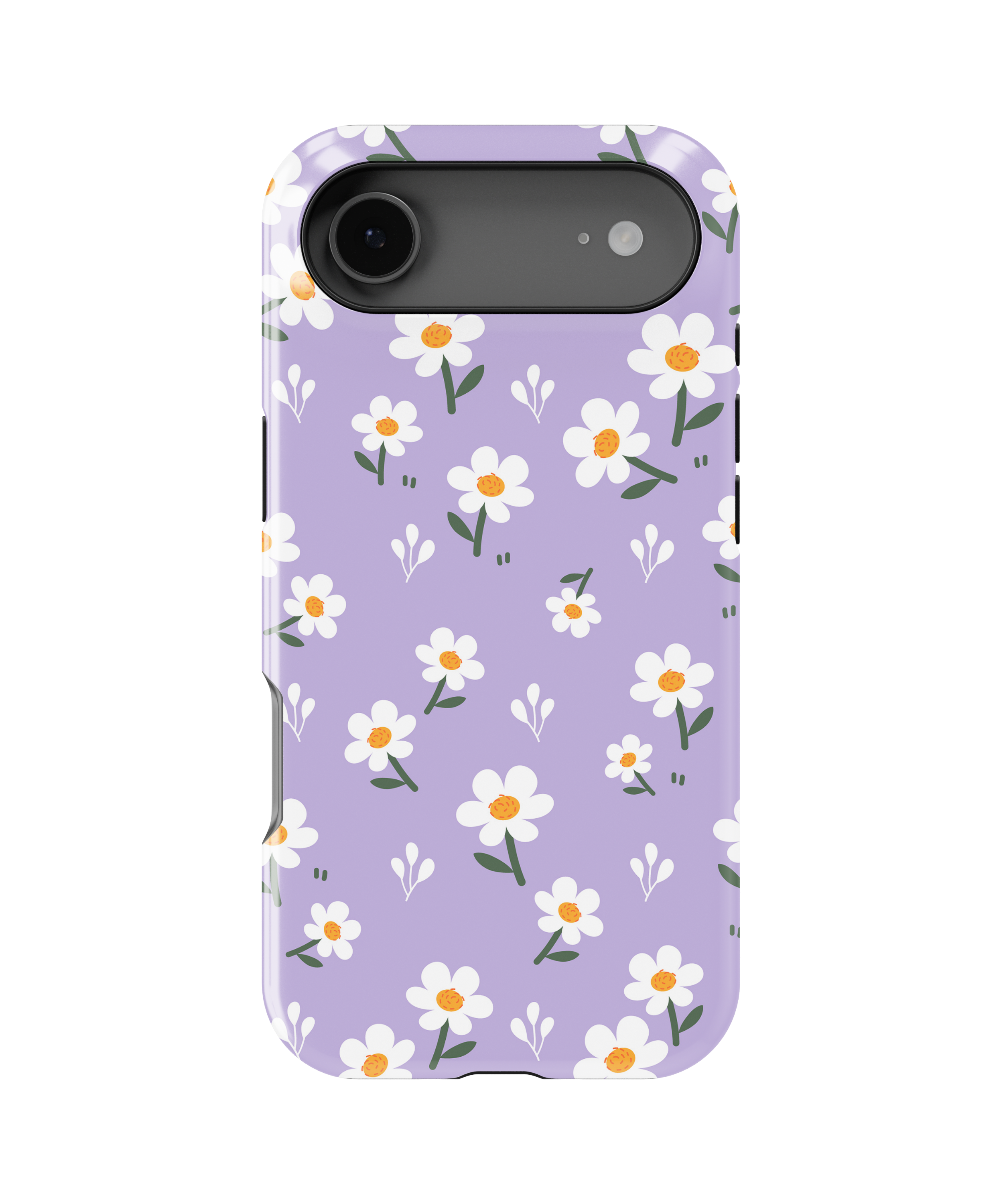 Coque iPhone – Design Marguerites sur Fond Violet