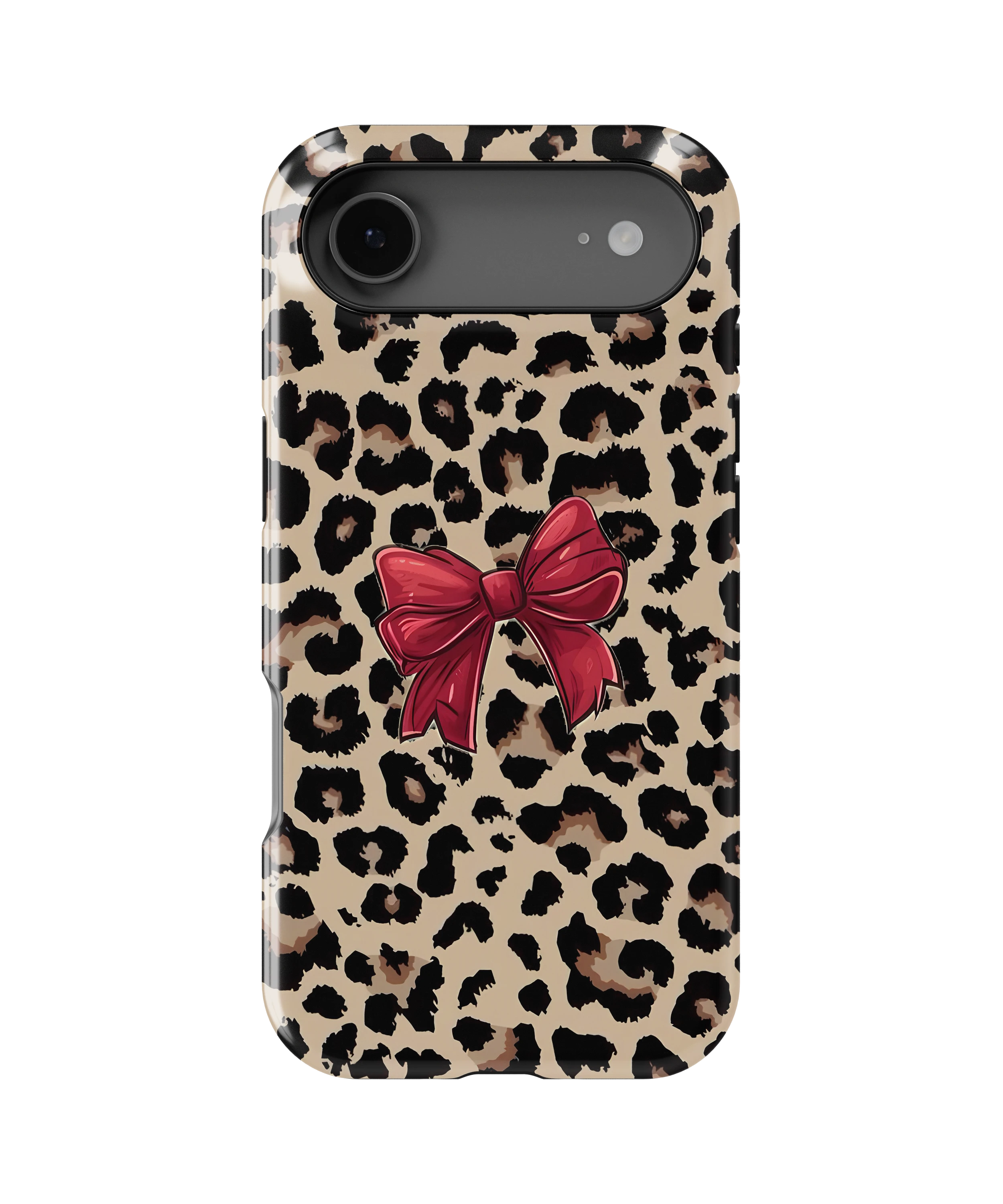 Coque iPhone – Léopard Chic avec Nœud Rouge