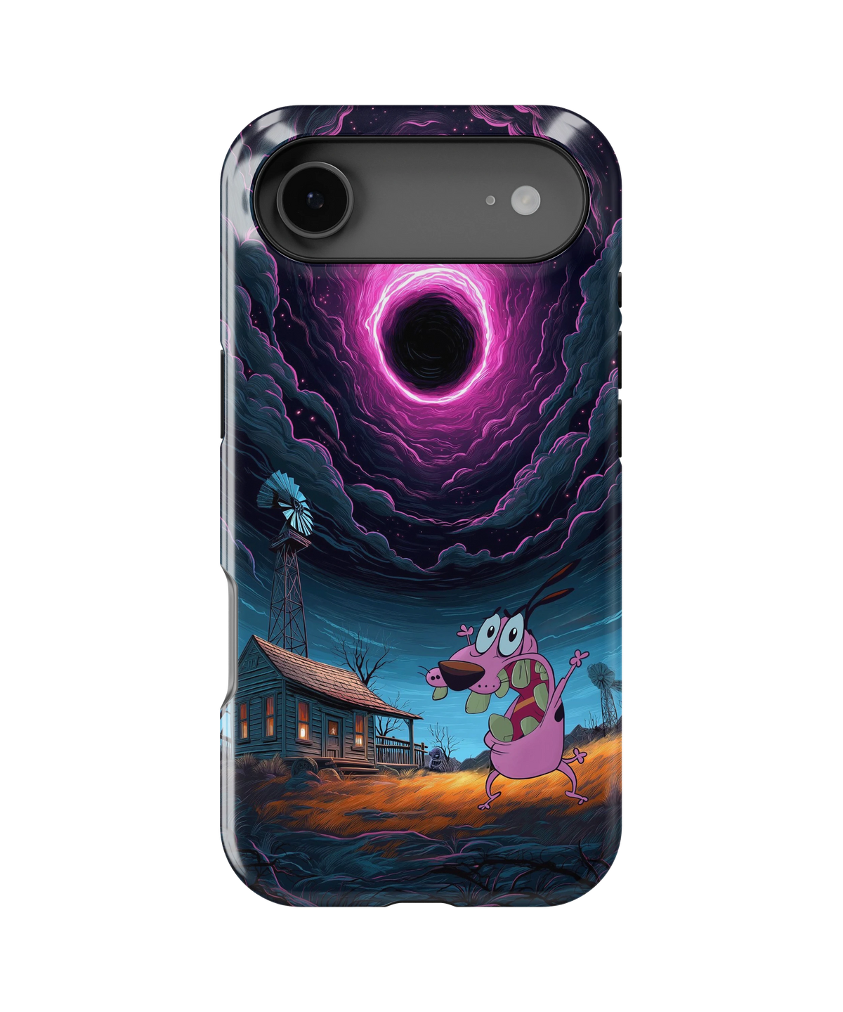 Coque iPhone Courage – Design Vortex Rose | Courage le chien froussard