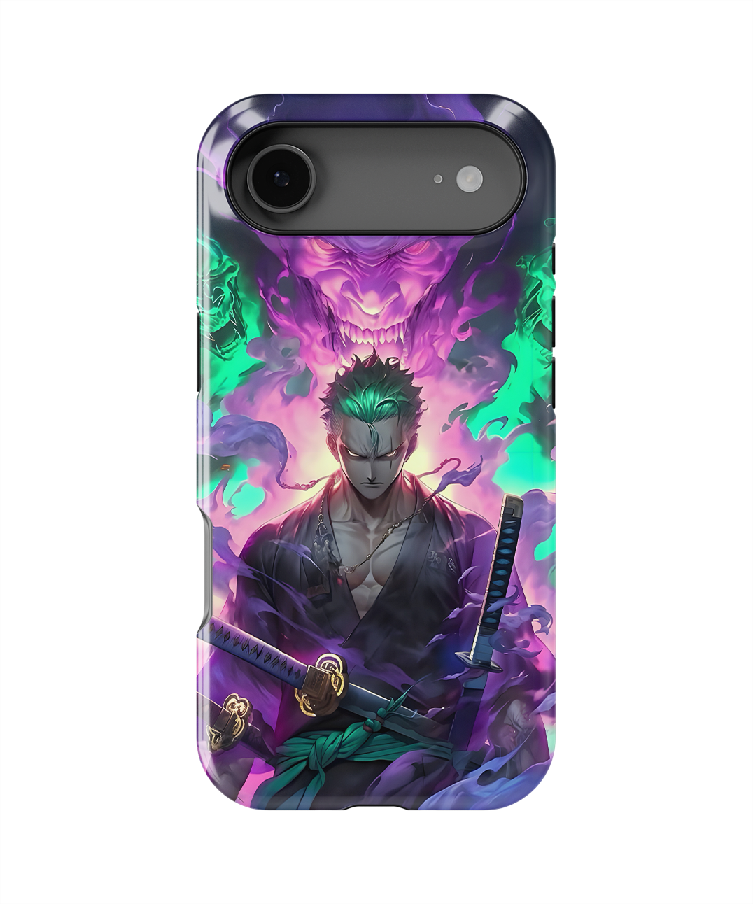 Coque iPhone Roronoa Zoro – Aura Démon Style Neon