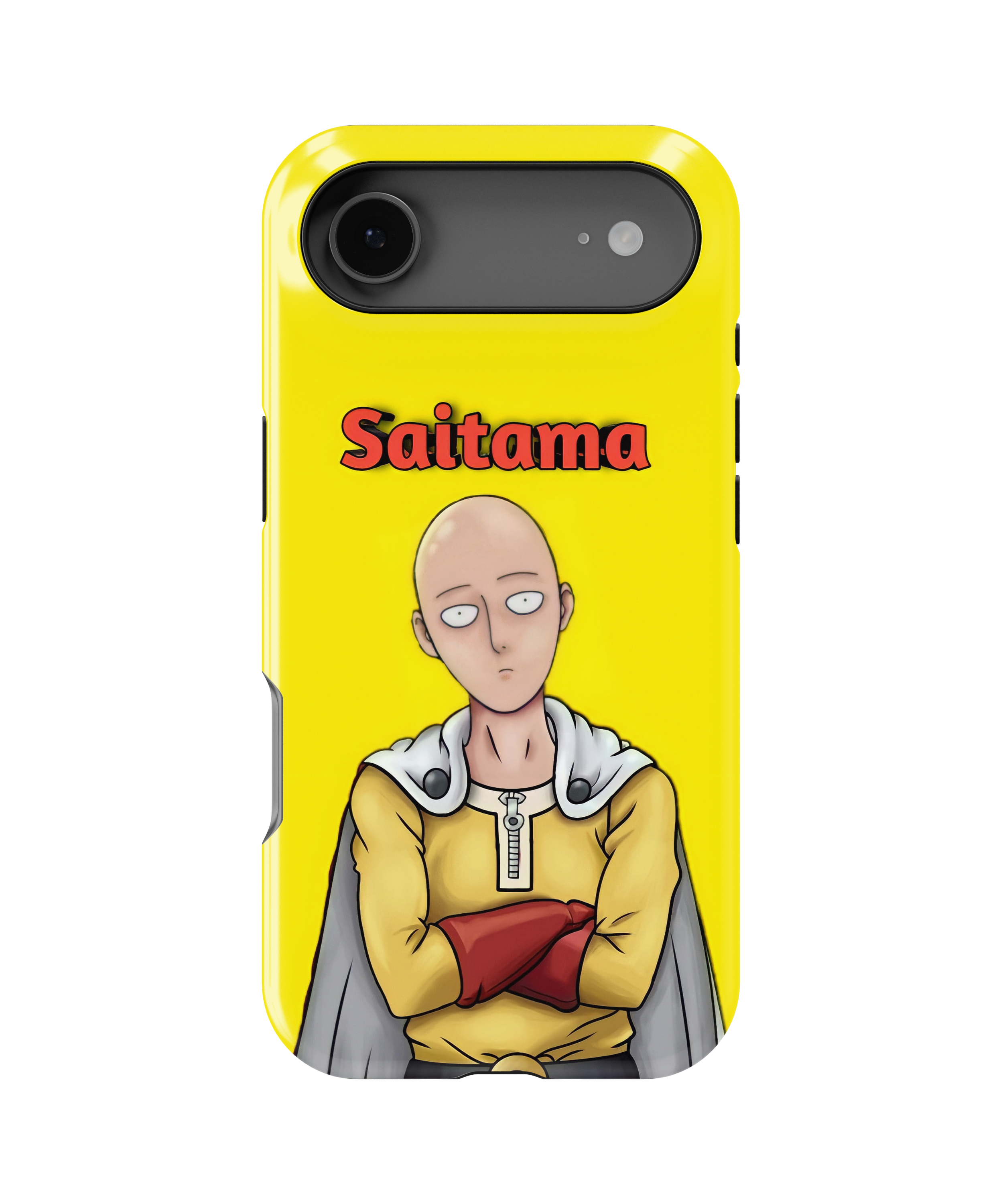 Coque iPhone Saitama – Anime One Punch Man Style Jaune