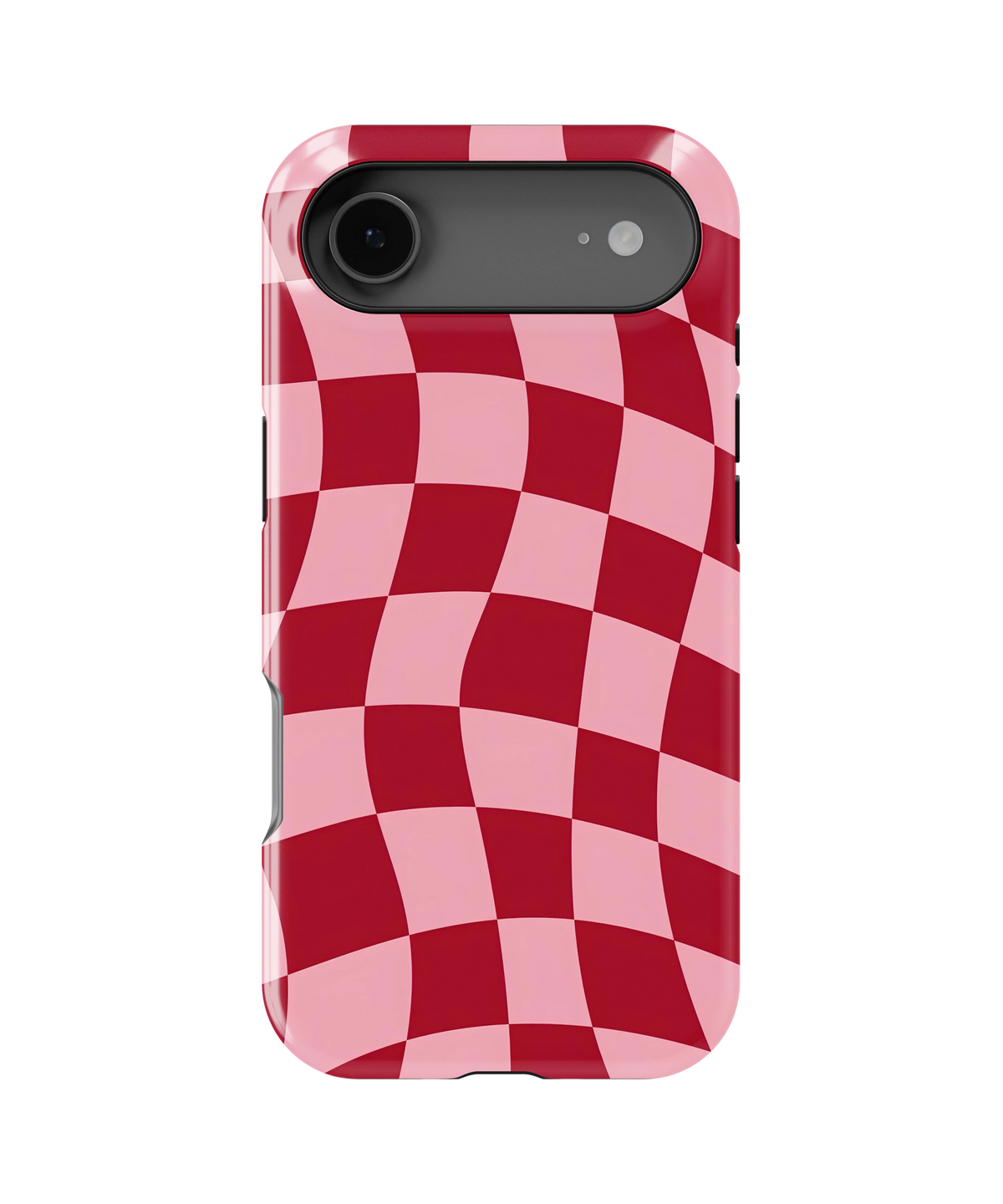 Coque iPhone – Design Damier Rouge & Rose