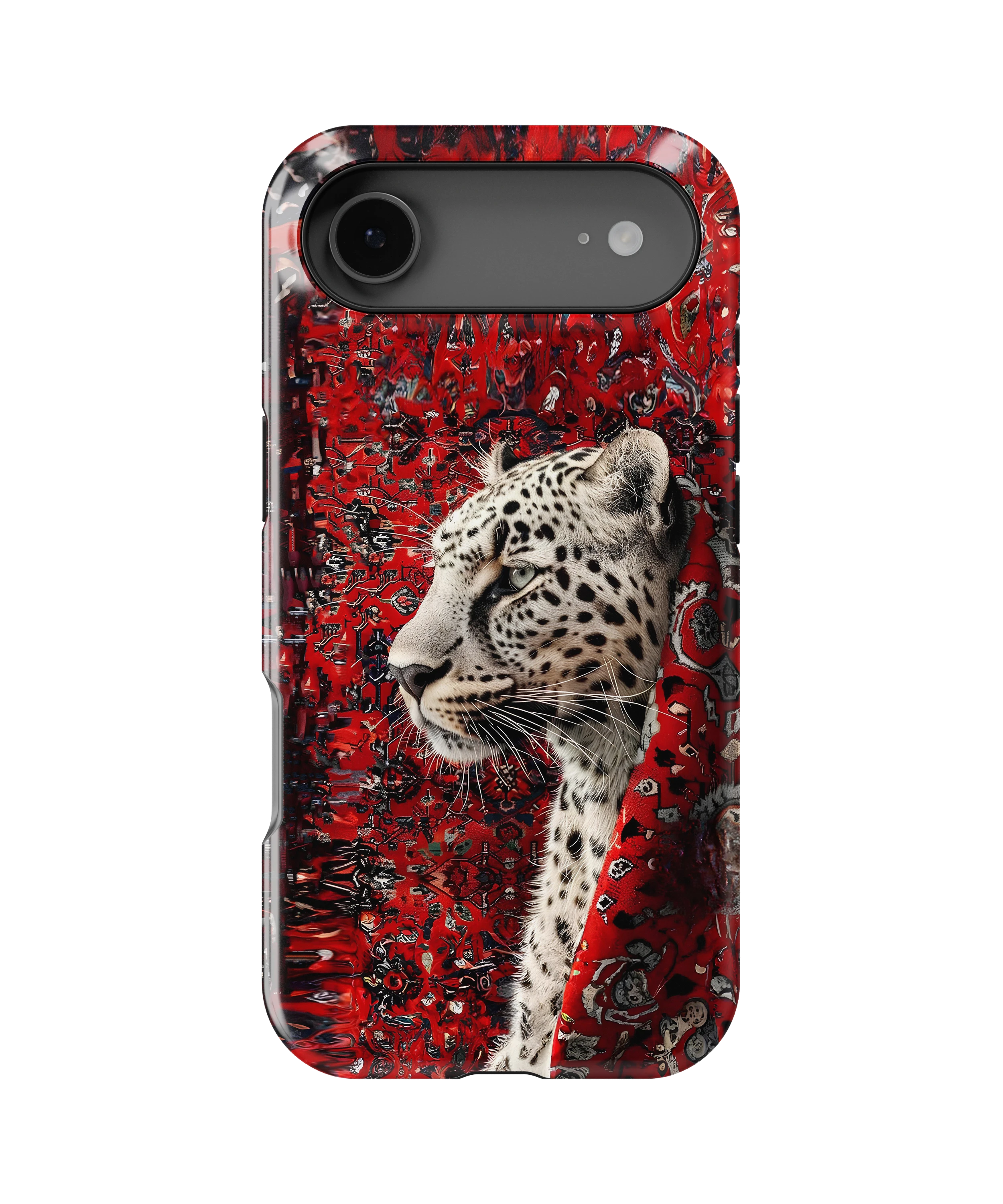 Coque iPhone Léopard Blanc & Rouge Sauvage