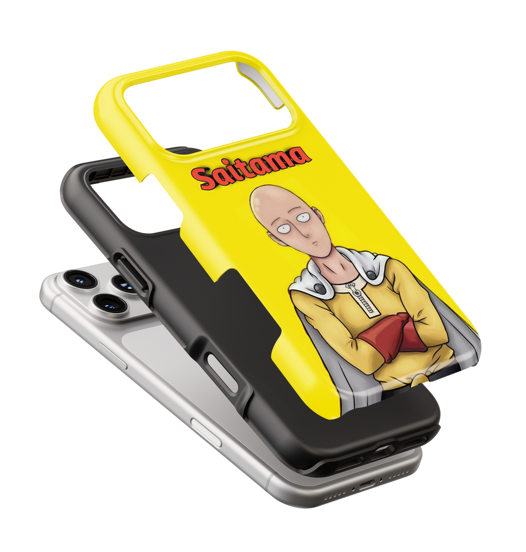 Coque iPhone Saitama – Anime One Punch Man Style Jaune