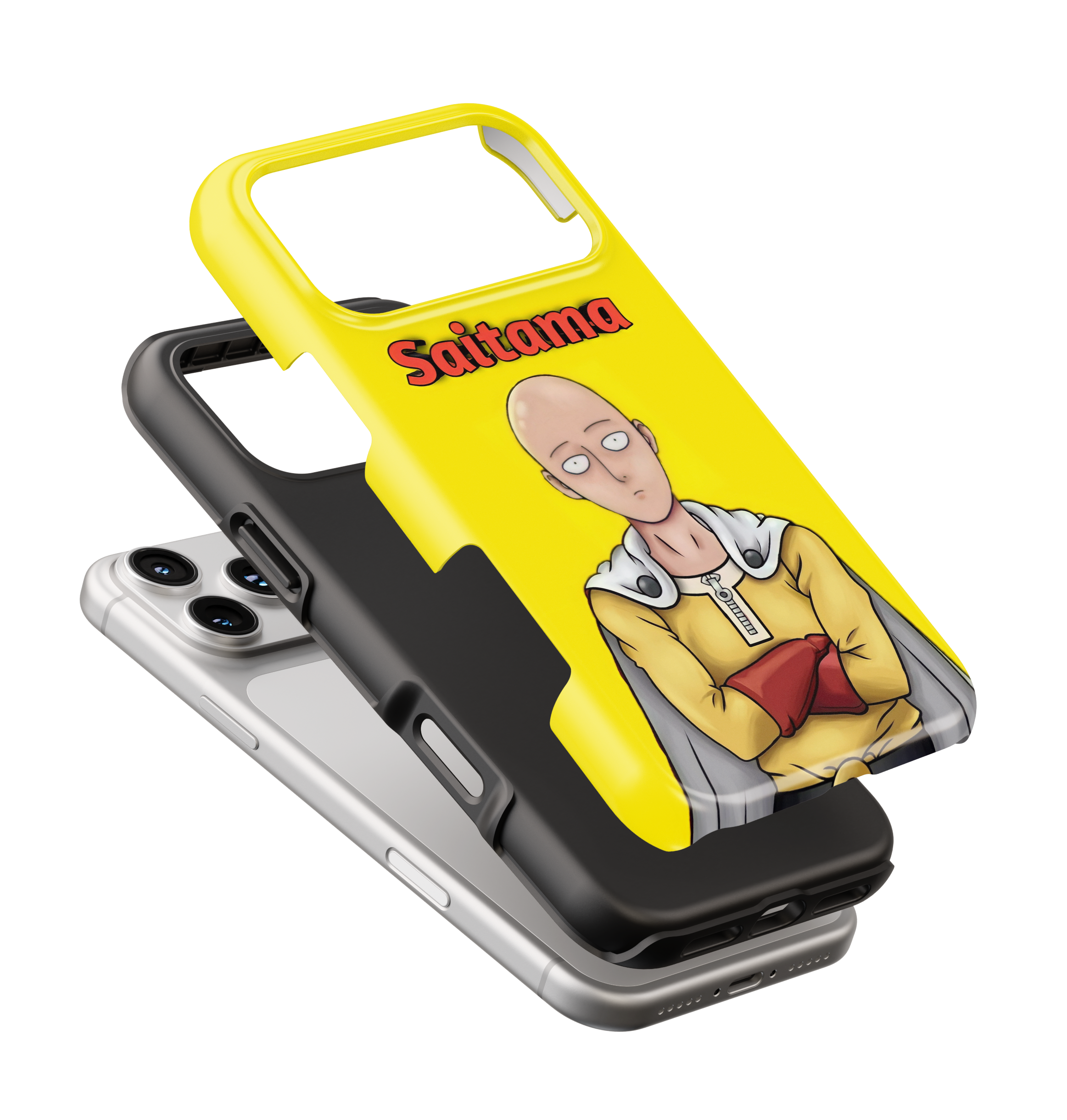 Coque iPhone Saitama – Anime One Punch Man Style Jaune