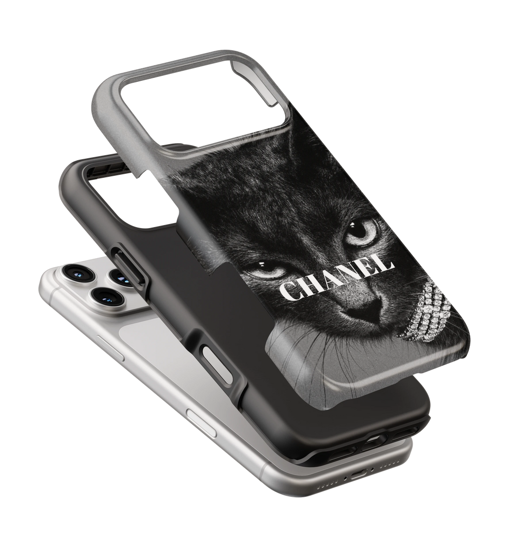 Coque iPhone – Chat Élégant Noir & Blanc Style Luxe