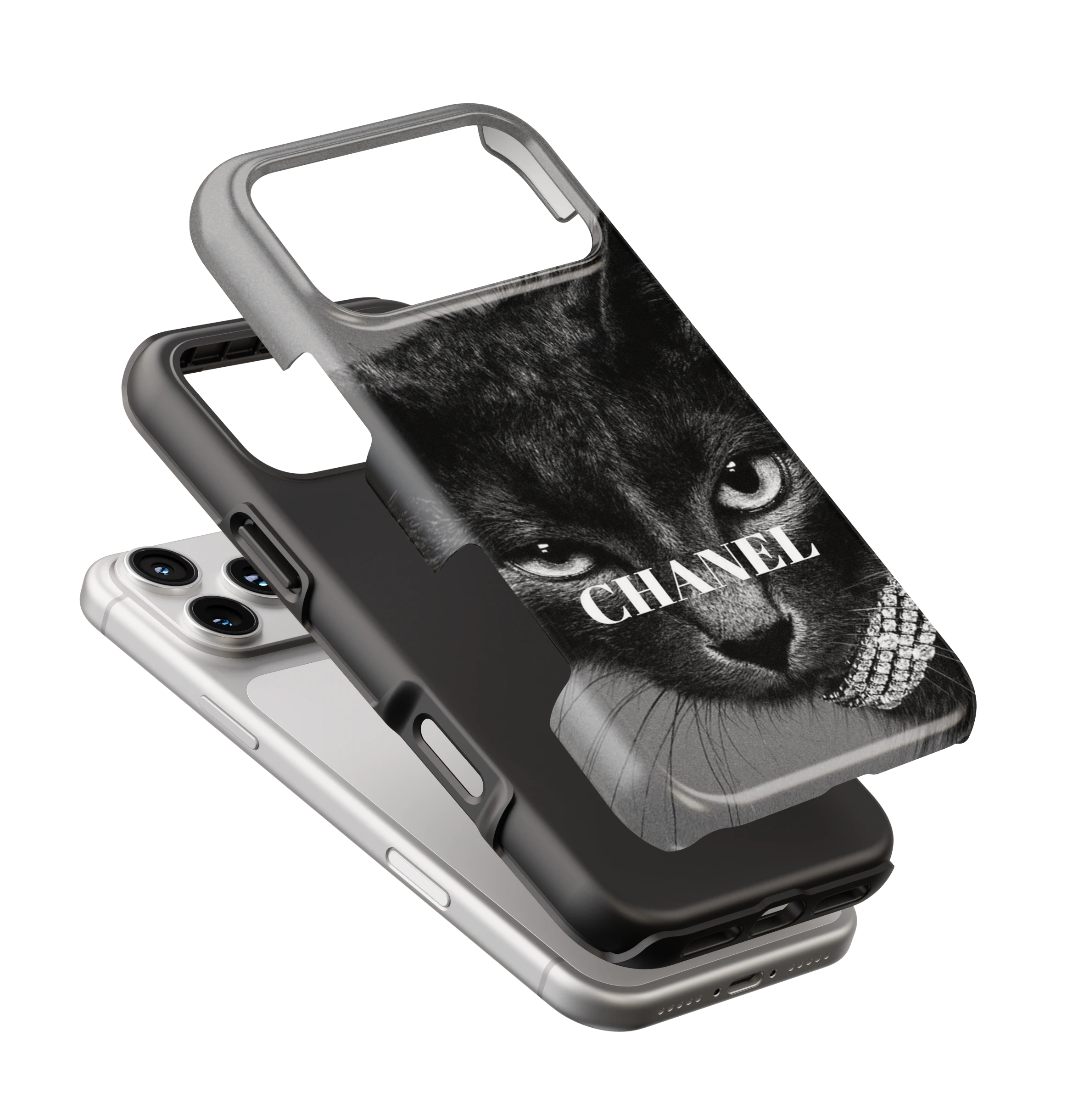Coque iPhone – Chat Élégant Noir & Blanc Style Luxe