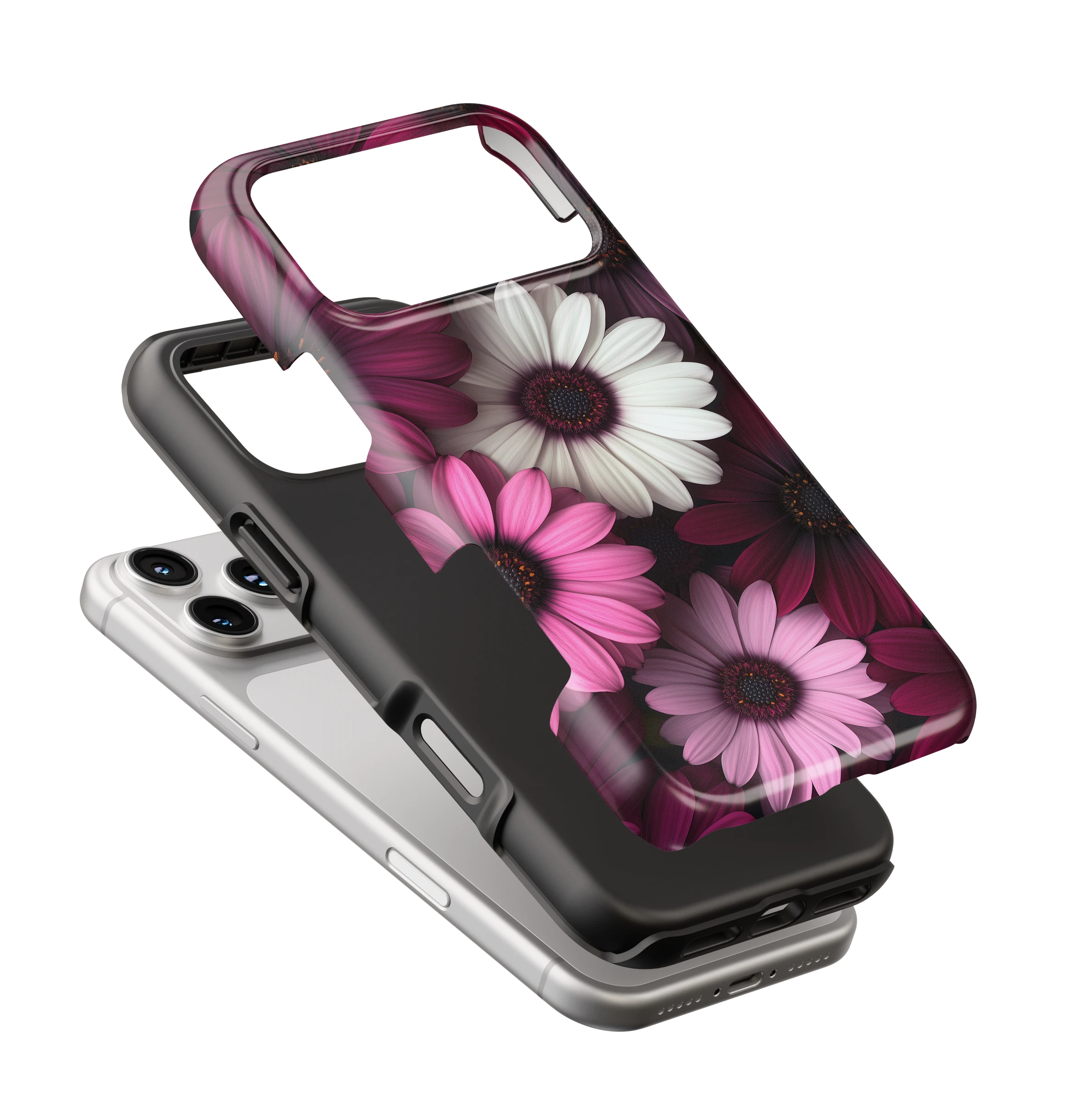 Coque iPhone – Fleurs Élégantes Roses & Blanches