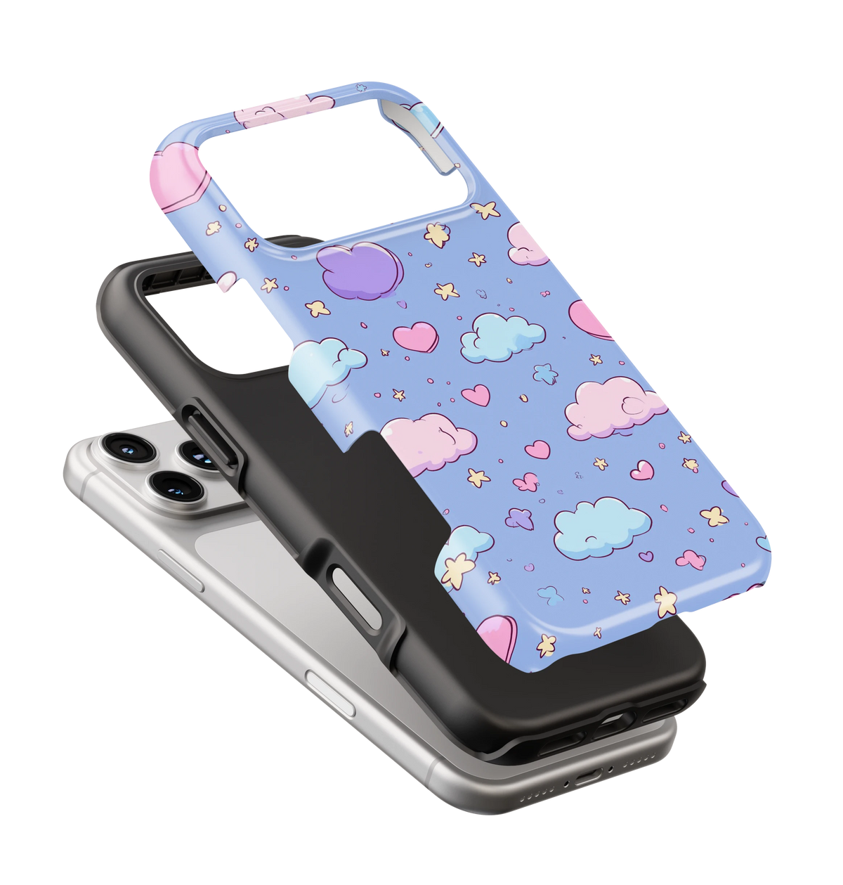 Coque iPhone – Design Nuage Cœur Pastel