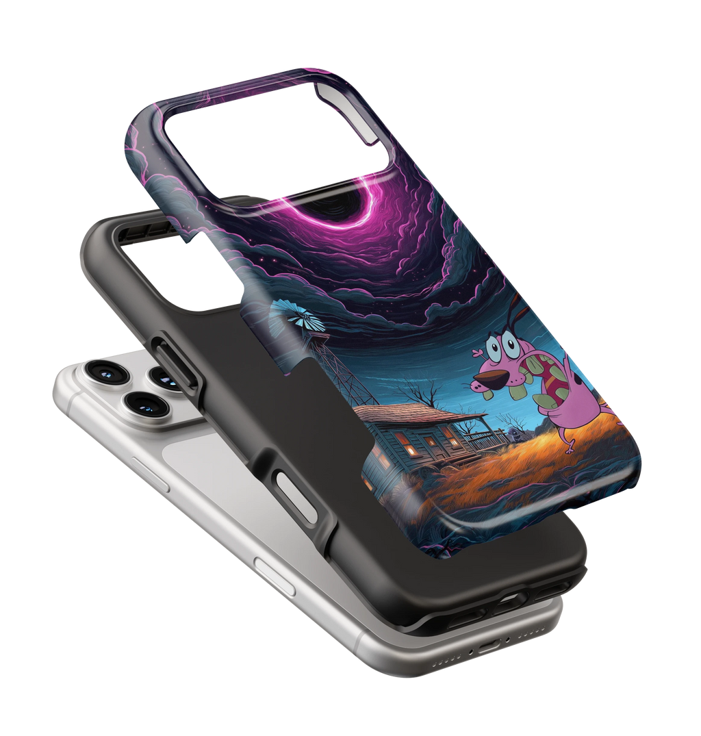 Coque iPhone Courage – Design Vortex Rose | Courage le chien froussard