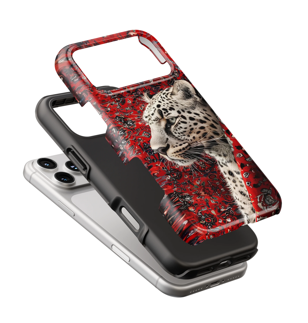 Coque iPhone Léopard Blanc & Rouge Sauvage