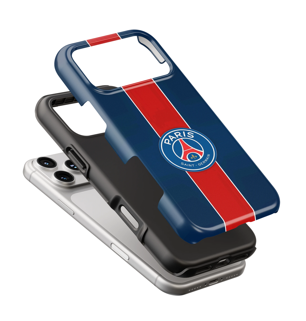 Coque iPhone Paris Saint-Germain – Bleu et rouge | PSG