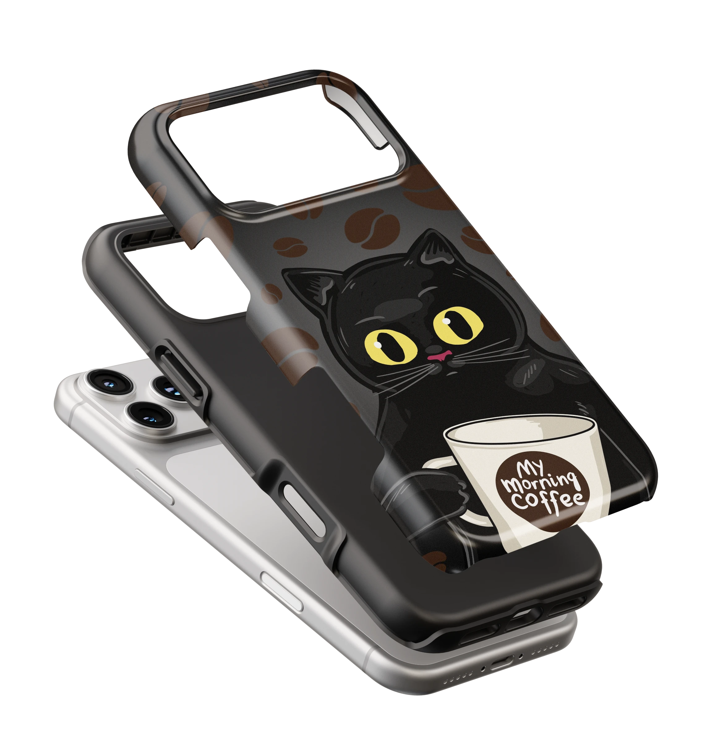 Coque iPhone Chat Café – Avant le café / Après le café