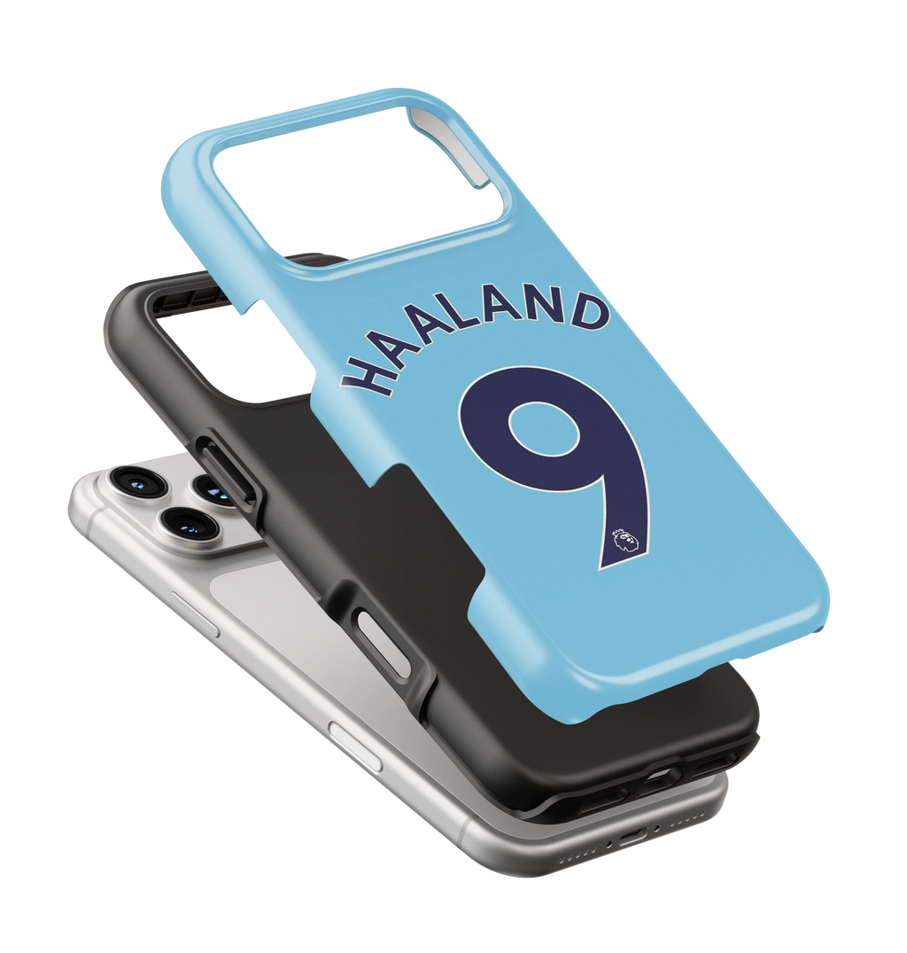 Coque iPhone Haaland – Design Bleu | Manchester City