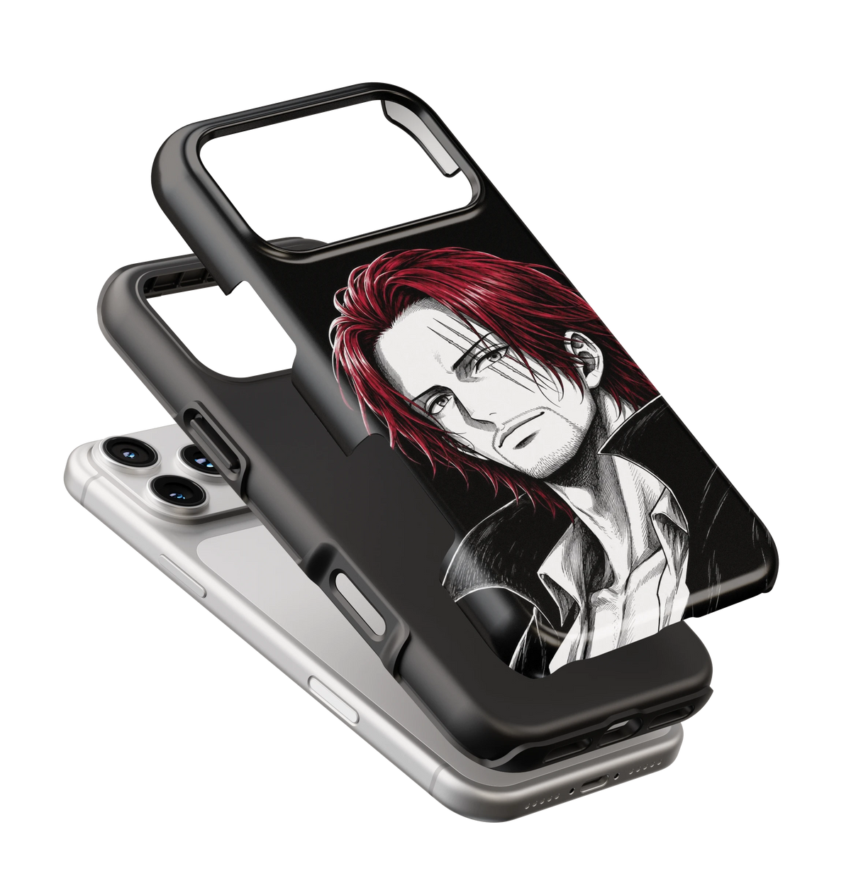 Coque iPhone Shanks – Style Manga Noir & Rouge | One Piece