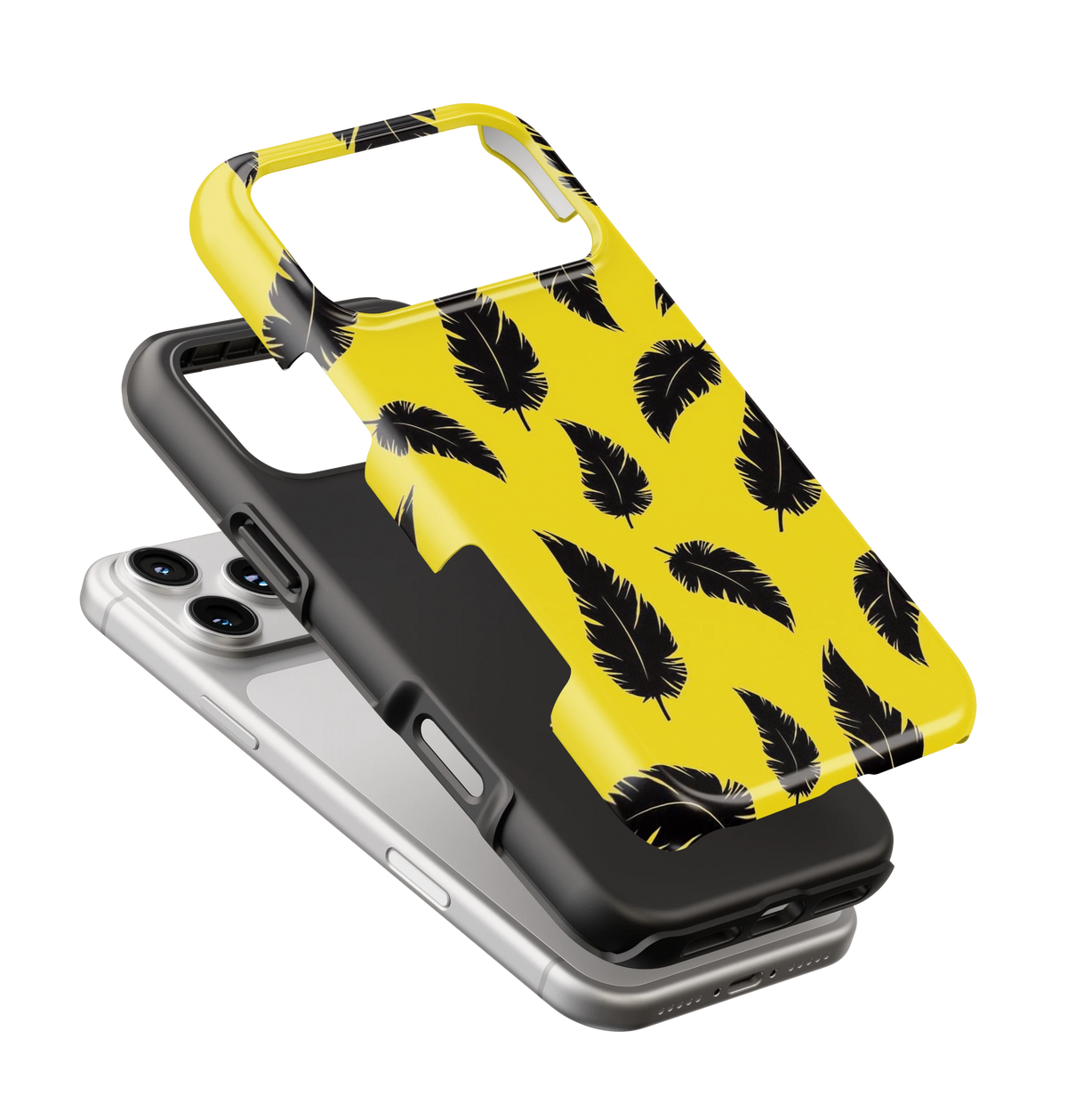 Coque iPhone – Design Plumes Jaunes