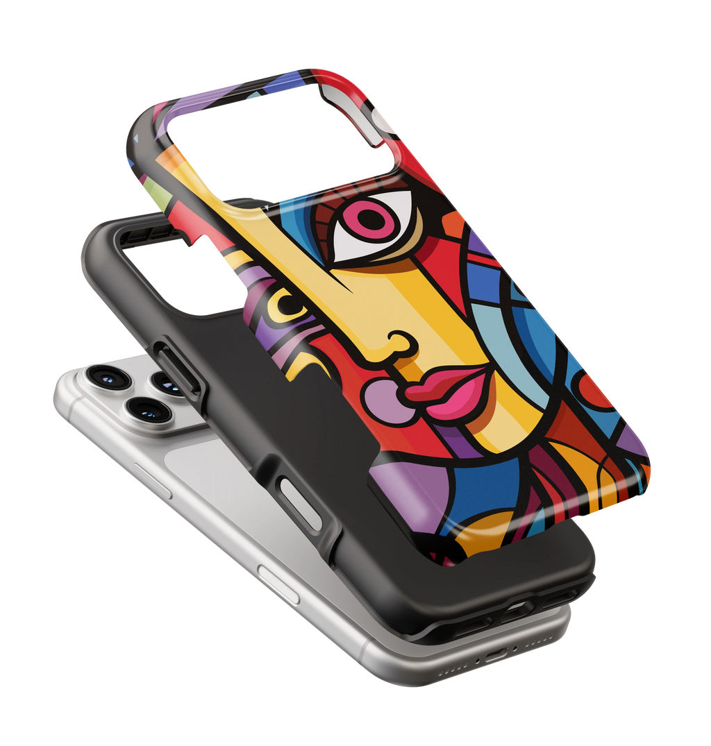 Coque iPhone – Design Visage Abstrait Coloré