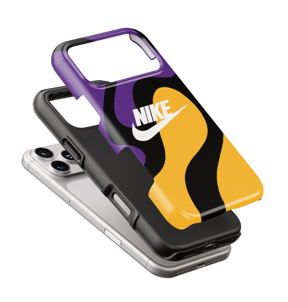 Coque iPhone Nike Abstract – Purple & Gold
