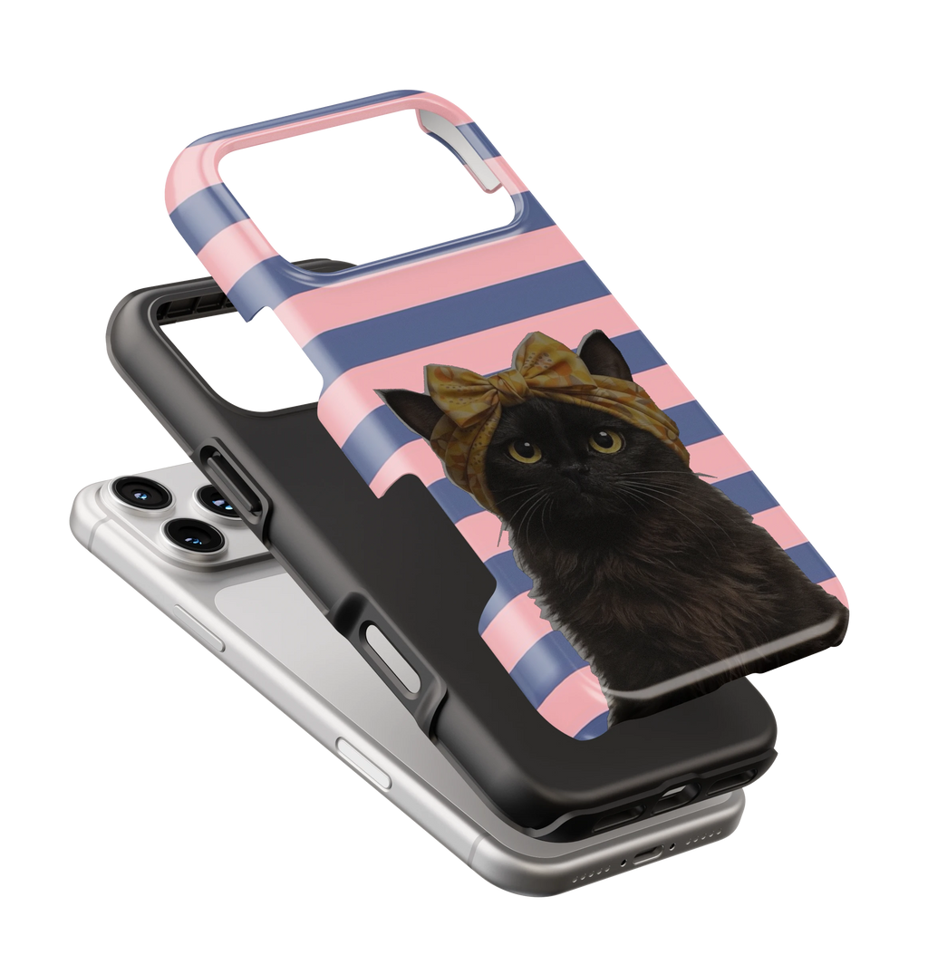 Coque iPhone – Design Chat Noir Rayé