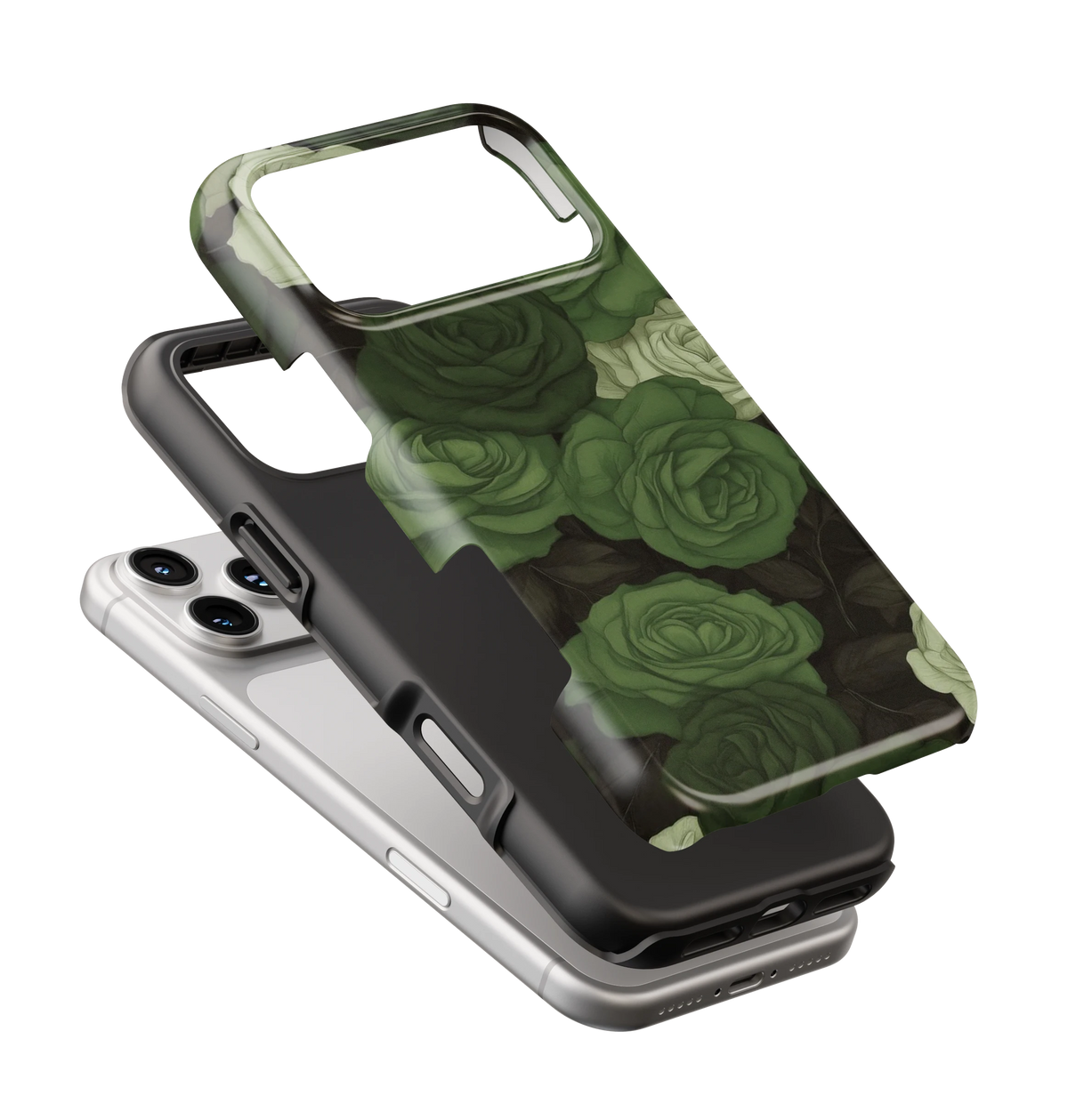 Coque iPhone – Design Roses Vertes