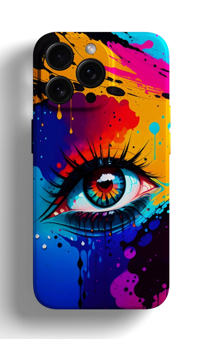 Coque iPhone - Œil Coloré avec un Style Artistique Abstrait – Image 1