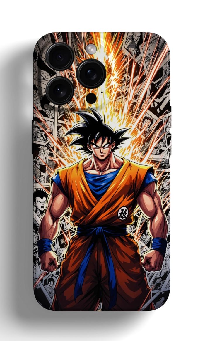 Coque iPhone Dragon Ball avec Goku en Action Énergique – Image 1