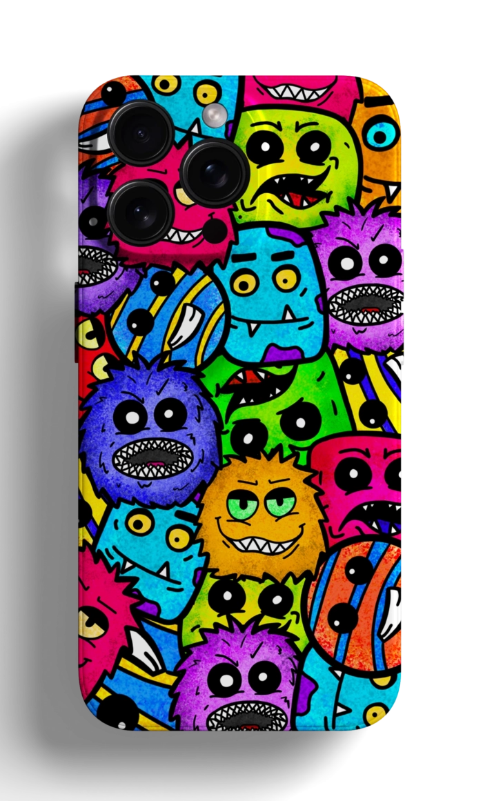 Coque iPhone avec un Motif de Monstres Colorés – Image 1