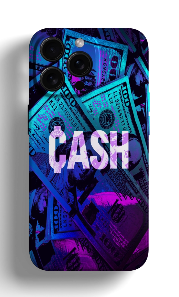 Coque iPhone avec un Motif de Billets de Dollar et le Mot "CASH" – Image 1