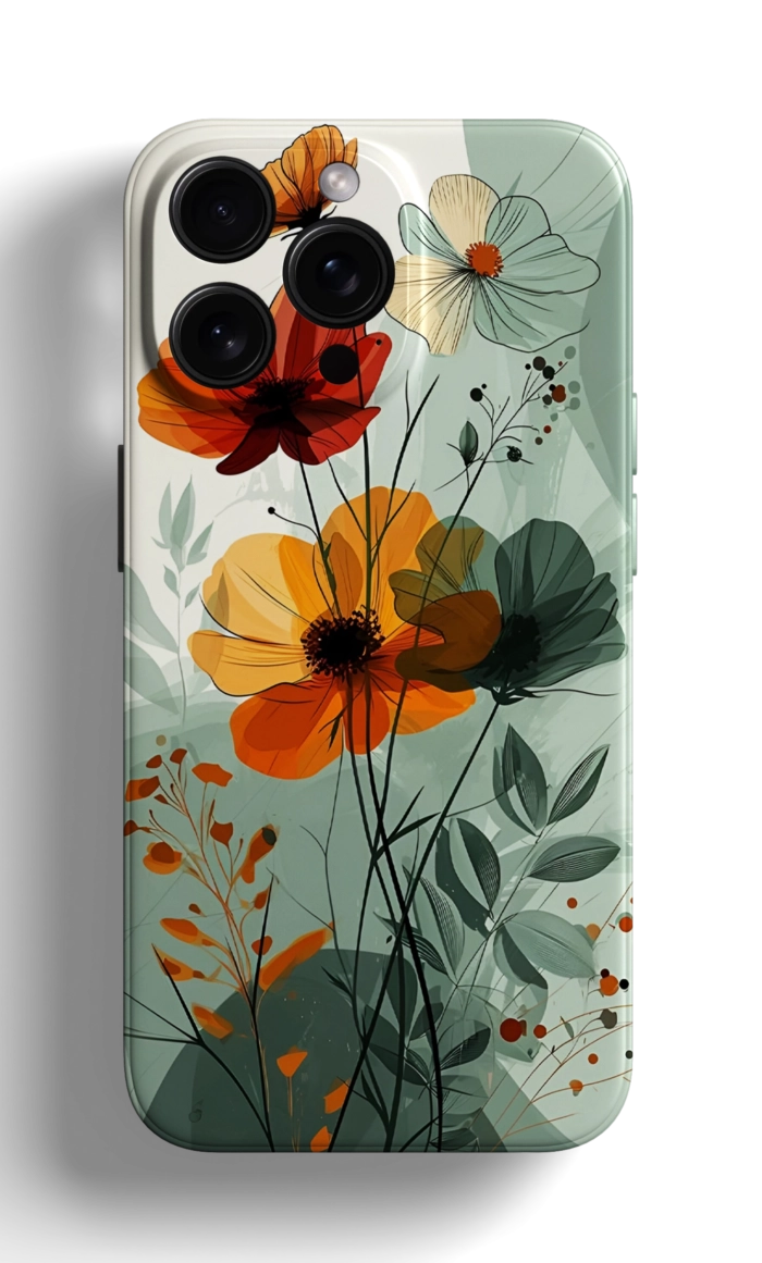 Coque iPhone - Design Élégant avec Fleurs Stylisées sur Fond Doux – Image 1