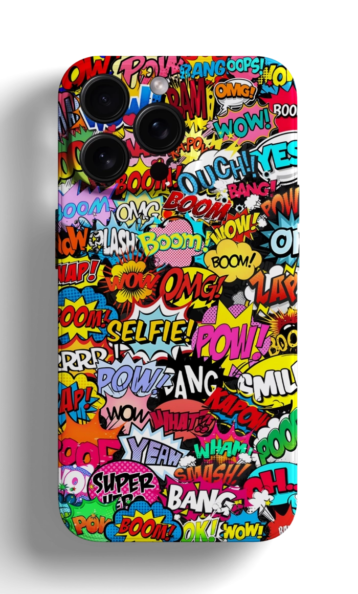 Coque iPhone avec un Motif de Bande Dessinée Coloré et Énergique – Image 1