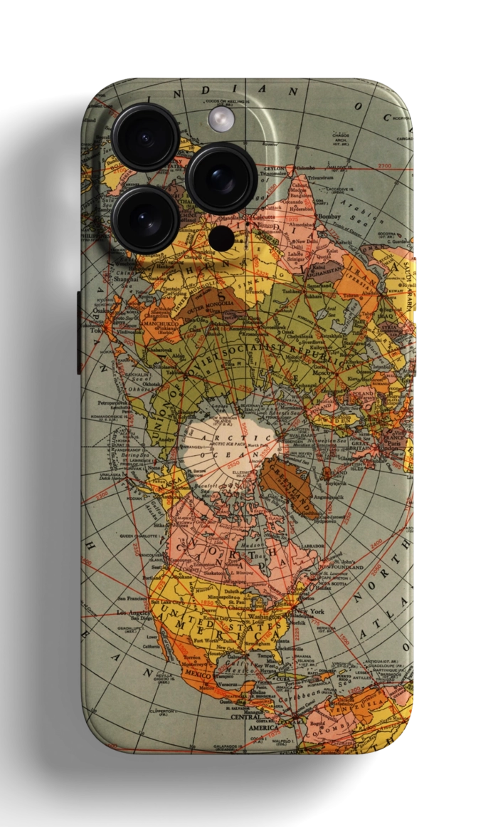 Coque iPhone avec un Motif de Carte Géographique Vintage – Image 1