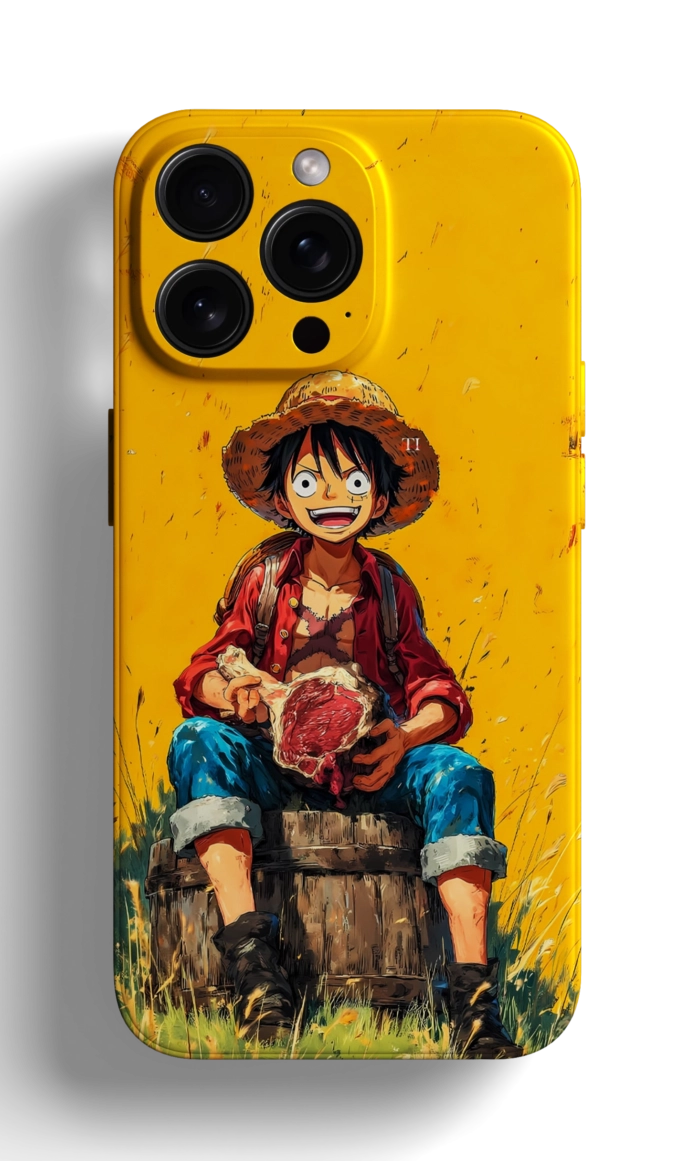 Coque iPhone Luffy Design Joyeux avec Viande d'One Piece – Image 1