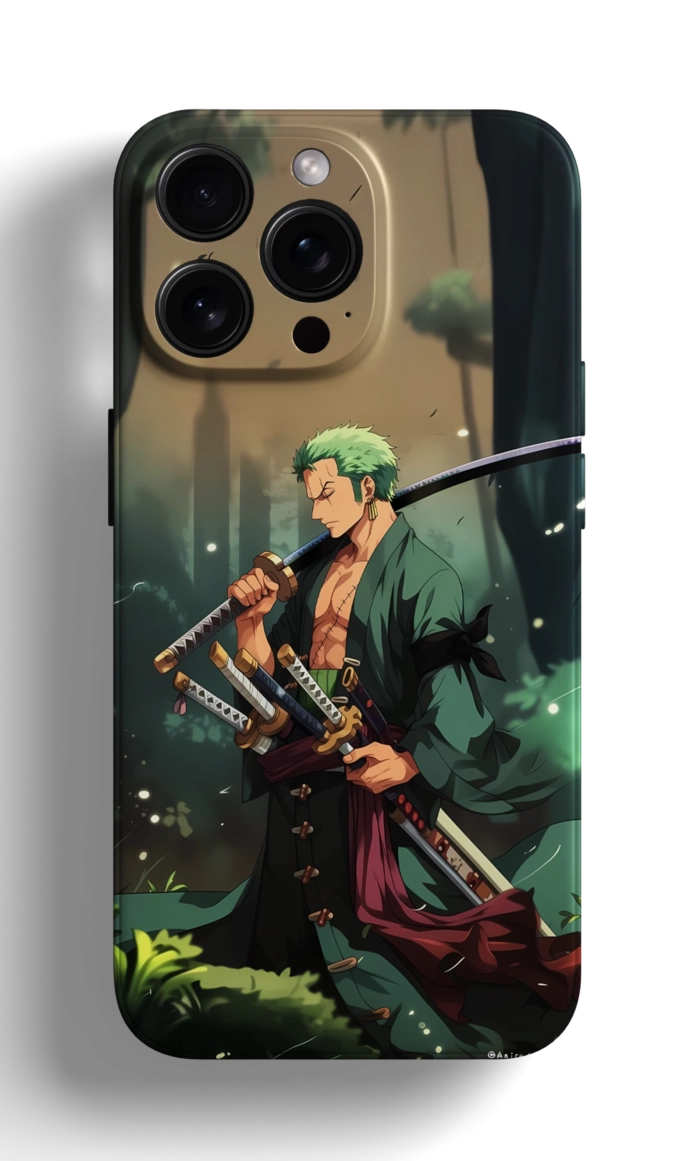Coque iPhone Zoro de One Piece avec Éléments Naturels – Image 1