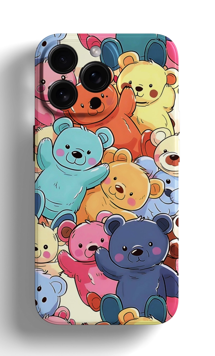 Coque iPhone Colorée avec Ours en Peluche Amusants – Image 1