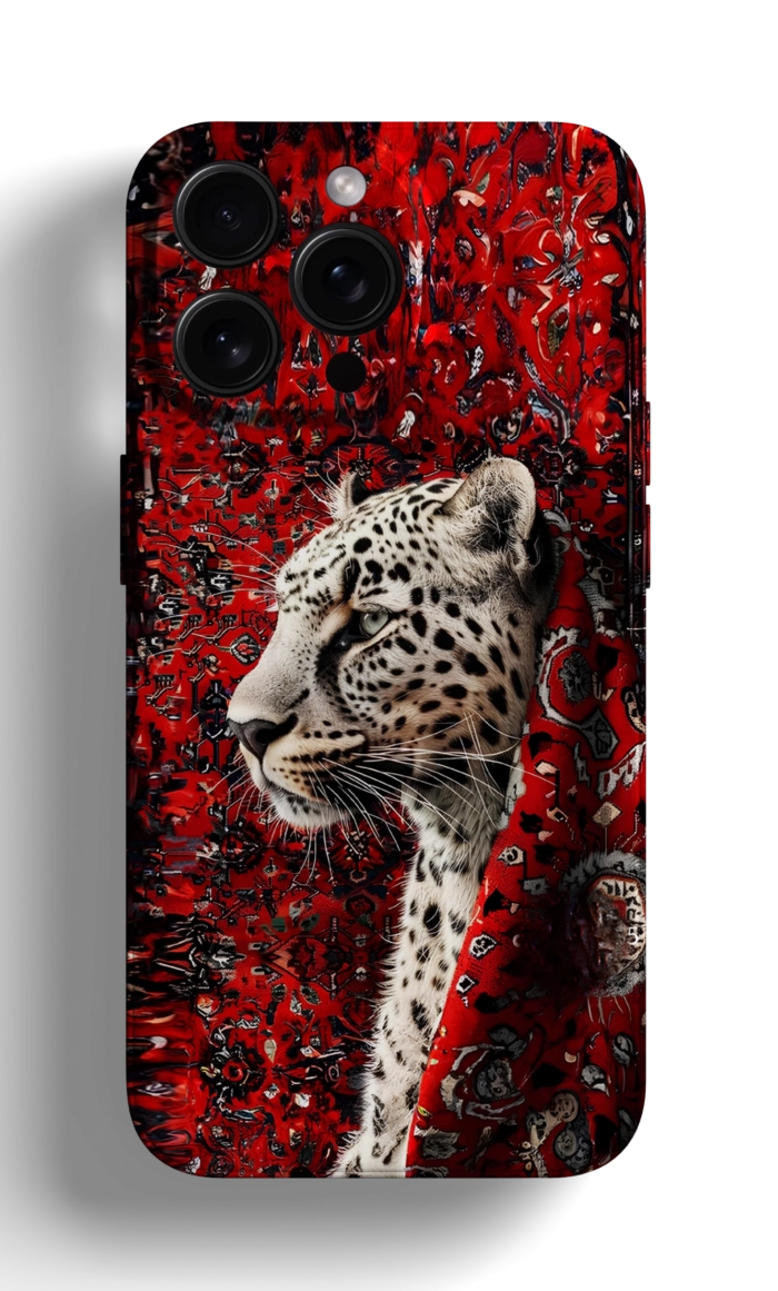 Coque iPhone - Design Audacieux avec Léopard sur Fond Rouge Éclatant – Image 1