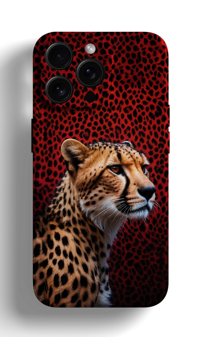 Coque iPhone - Design Éclatant avec Guépard sur Fond Rouge – Image 1