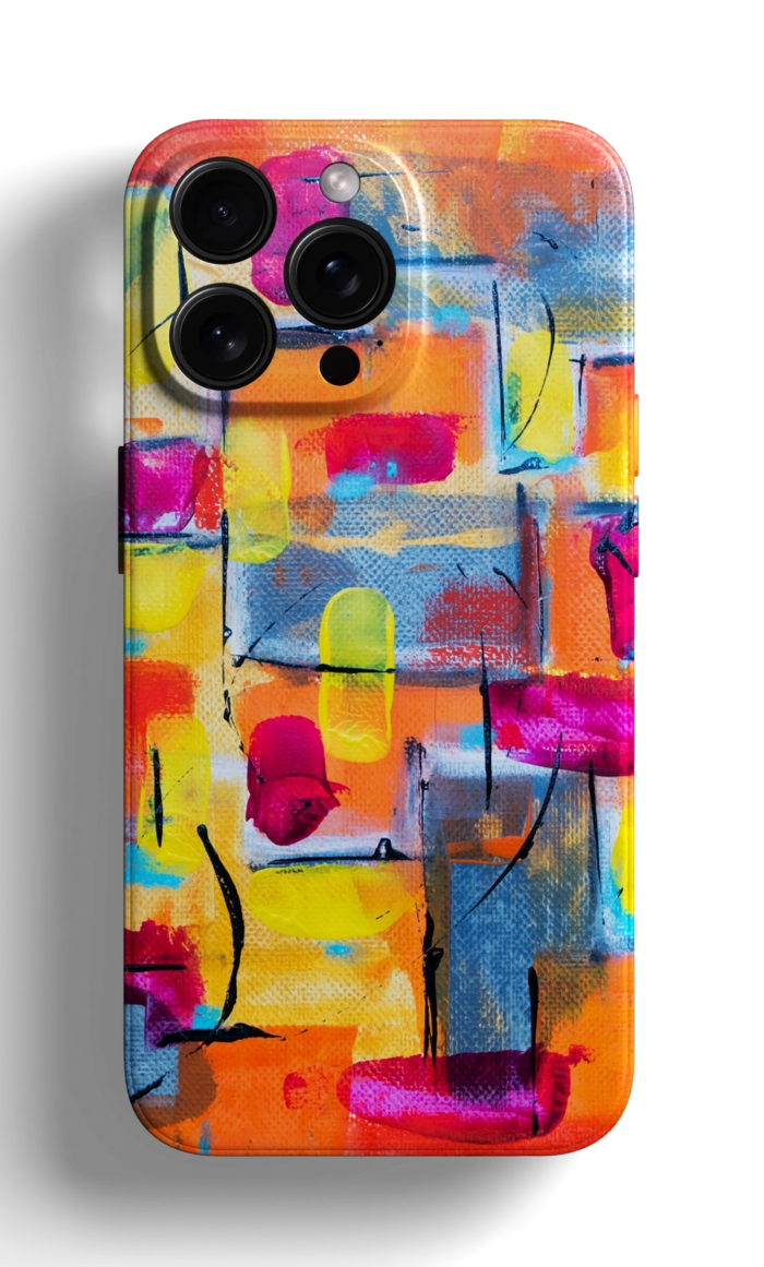 Coque iPhone - Design Abstrait Coloré avec Touches de Peinture Vibrantes – Image 1