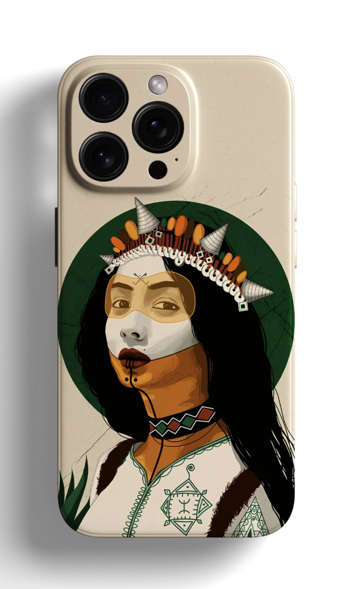 Coque iPhone - Design Évocateur avec Portrait d'une Femme Marocaine en Tenue Traditionnelle – Image 1