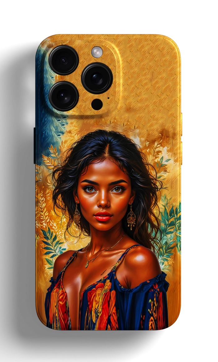 Coque iPhone - Portrait d'une Femme avec Éléments Botaniques – Image 1