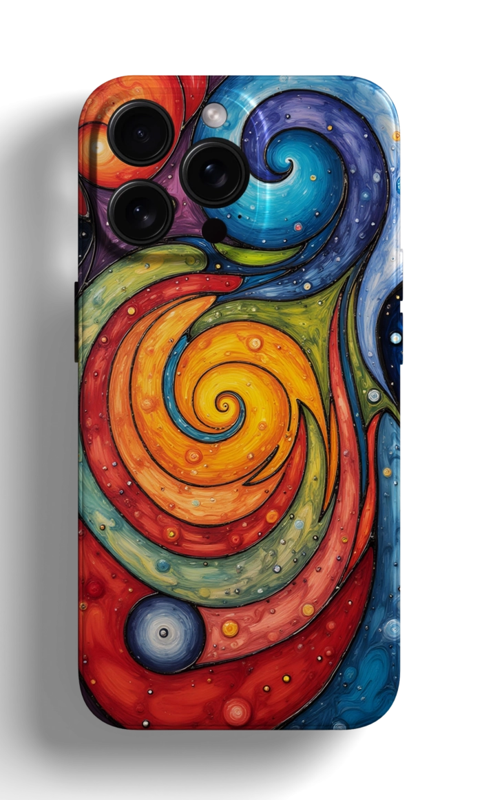 Coque iPhone - Design Abstrait Coloré avec Motifs Tourbillonnants – Image 1