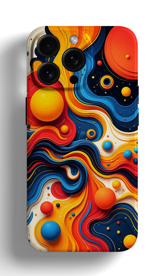 Coque iPhone - Design Abstrait avec Motifs Cosmiques Vibrants – Image 1