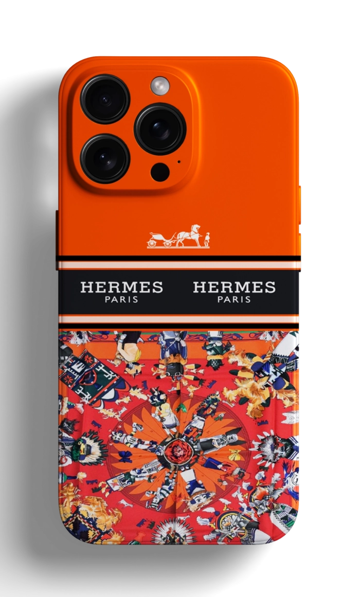 Coque iPhone - Design Élégant avec Thème Hermès et Motifs Colorés – Image 1