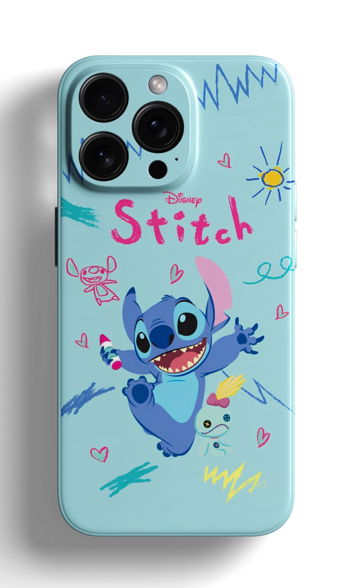 Coque iPhone - Stitch avec Dessins Colorés et Motifs Amusants – Image 1