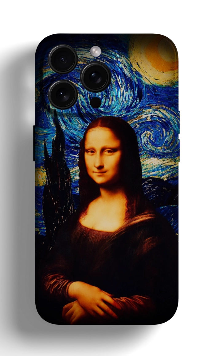 Coque iPhone Mona Lisa avec Starry Night - Design Artistique Unique – Image 1