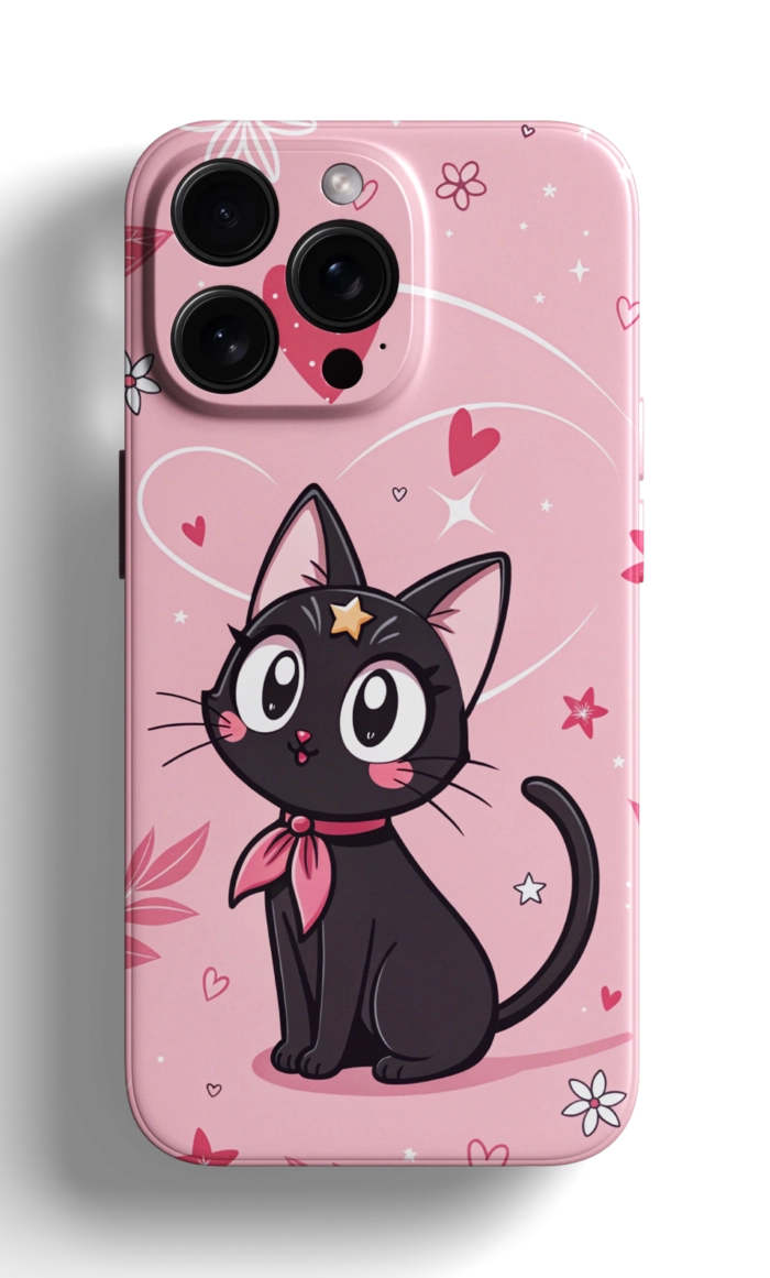 Coque iPhone avec un Chat Noir Mignon – Image 1