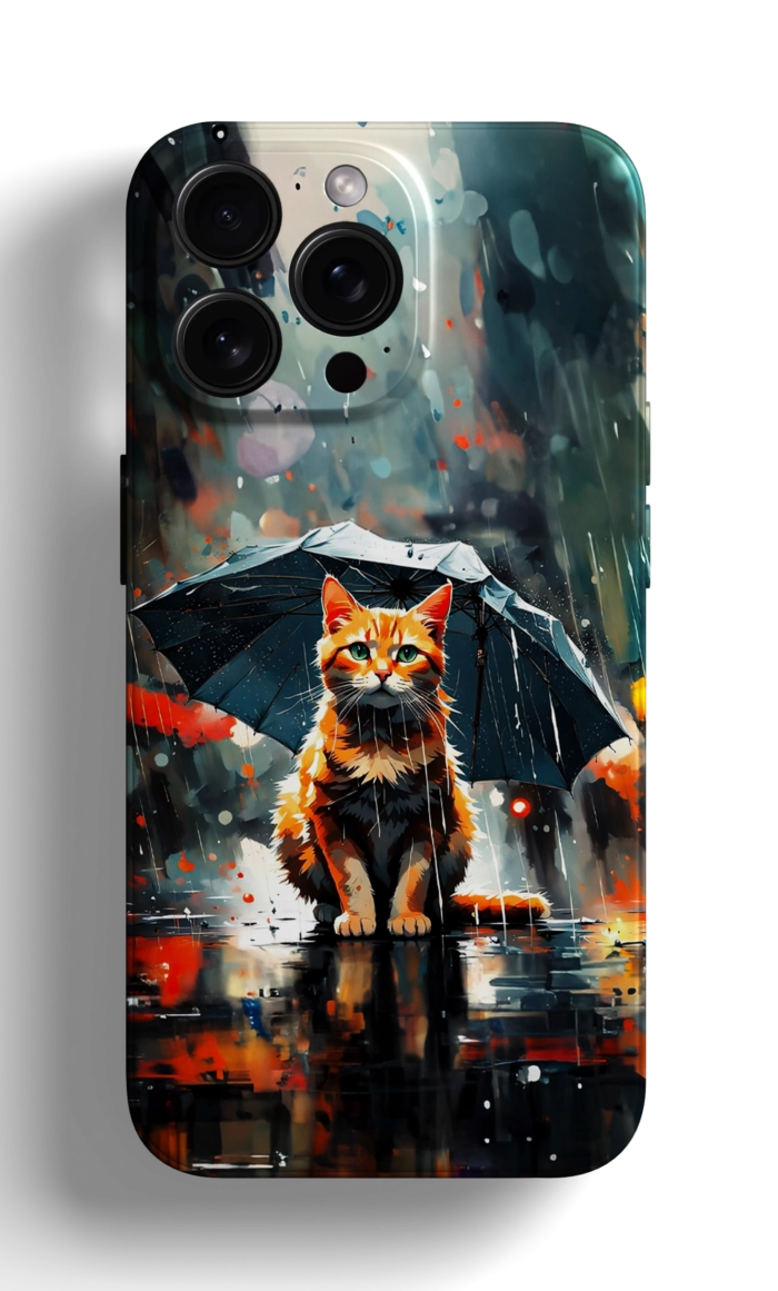 Coque iPhone avec un Chat sous la Pluie – Image 1