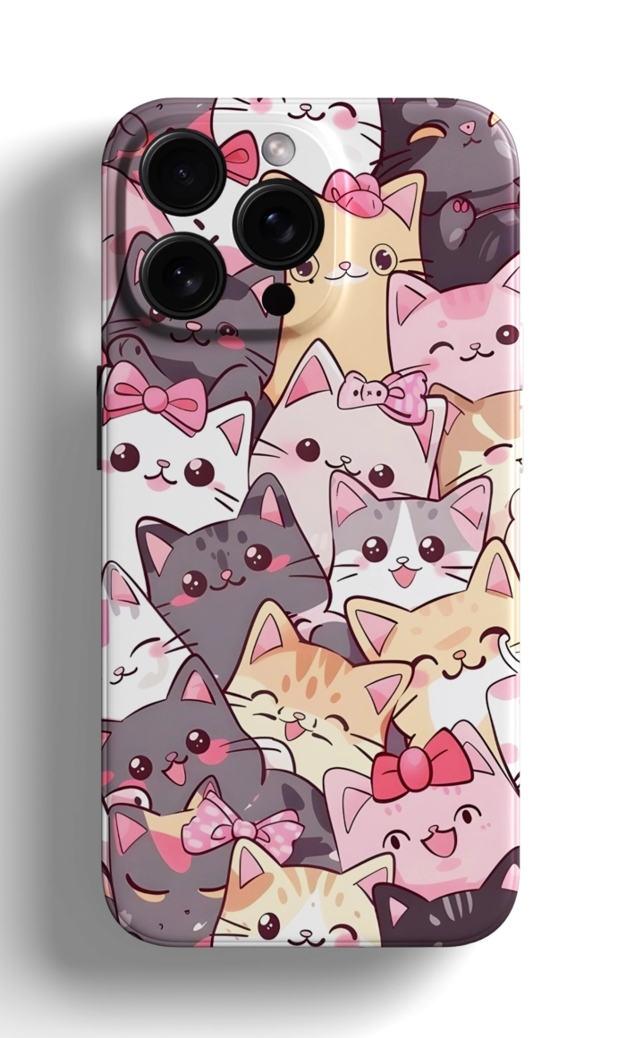 Coque iPhone avec un Motif de Chats Mignons et Colorés – Image 1